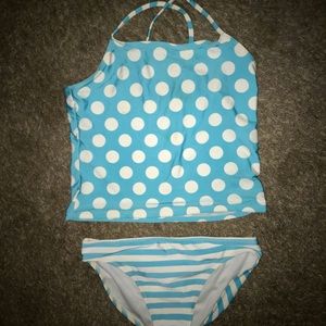 Polka dot blue & white swimsuit